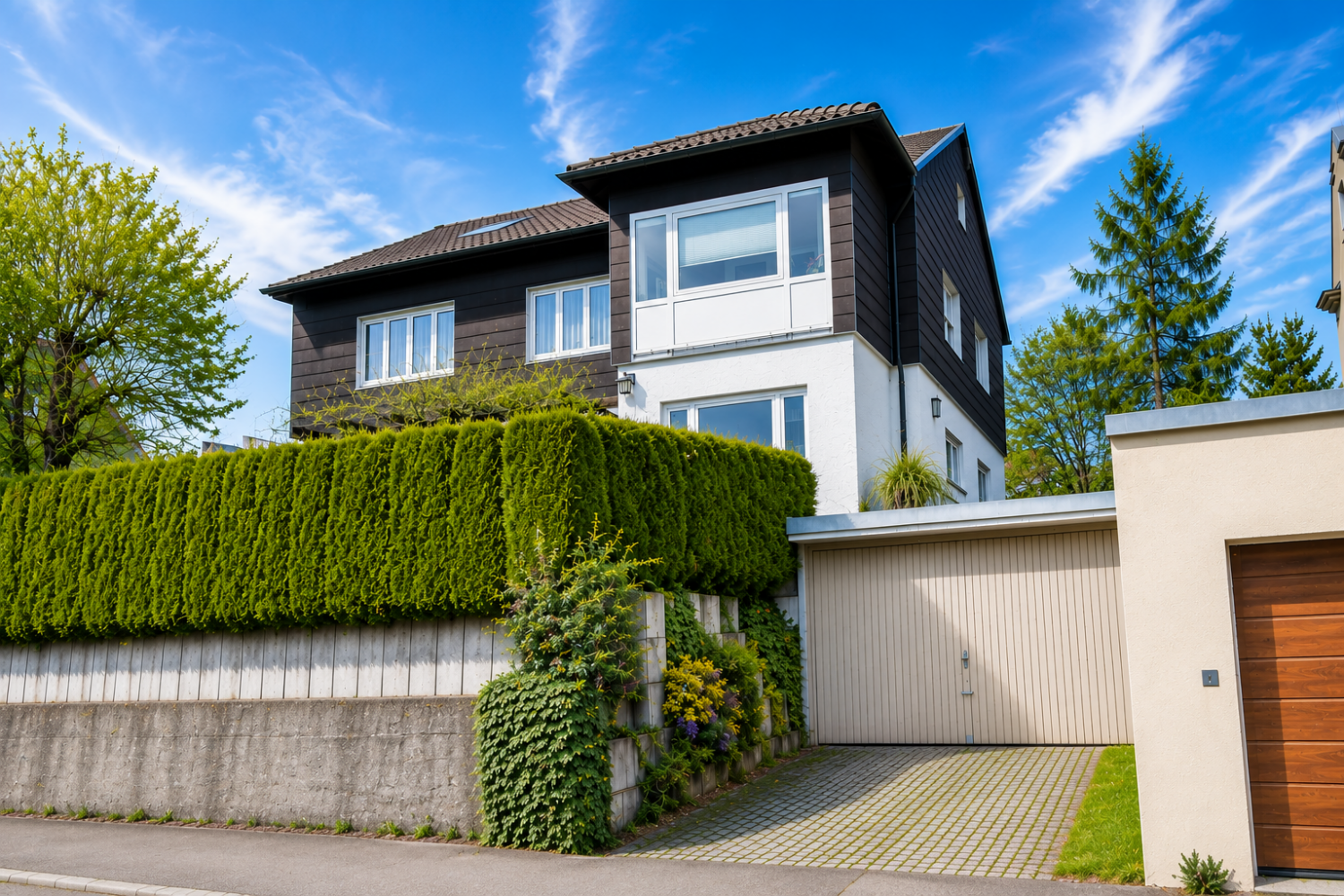 Großzügiges Zweifamilienhaus mit Doppelgarage – Zentrumsnah – Ideal für Familien & Mehrgenerationen - Hausansicht KI (21710)