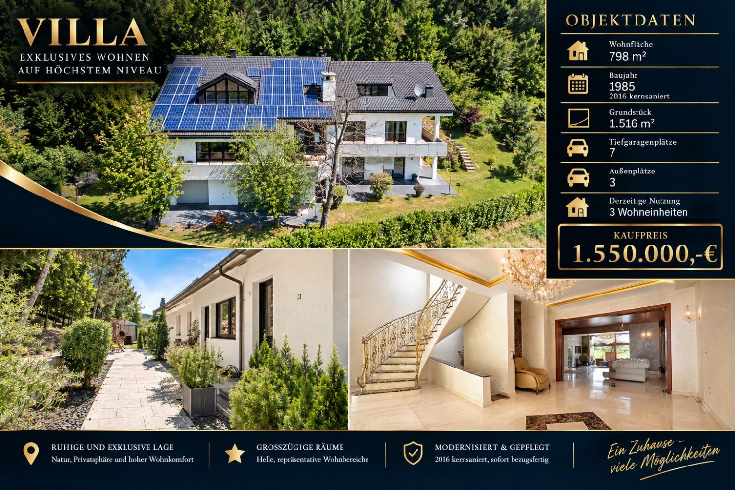 * Anwesen mit Panoramablick und privaten Tiefgaragenstellplätzen * - Titelbild (23921)