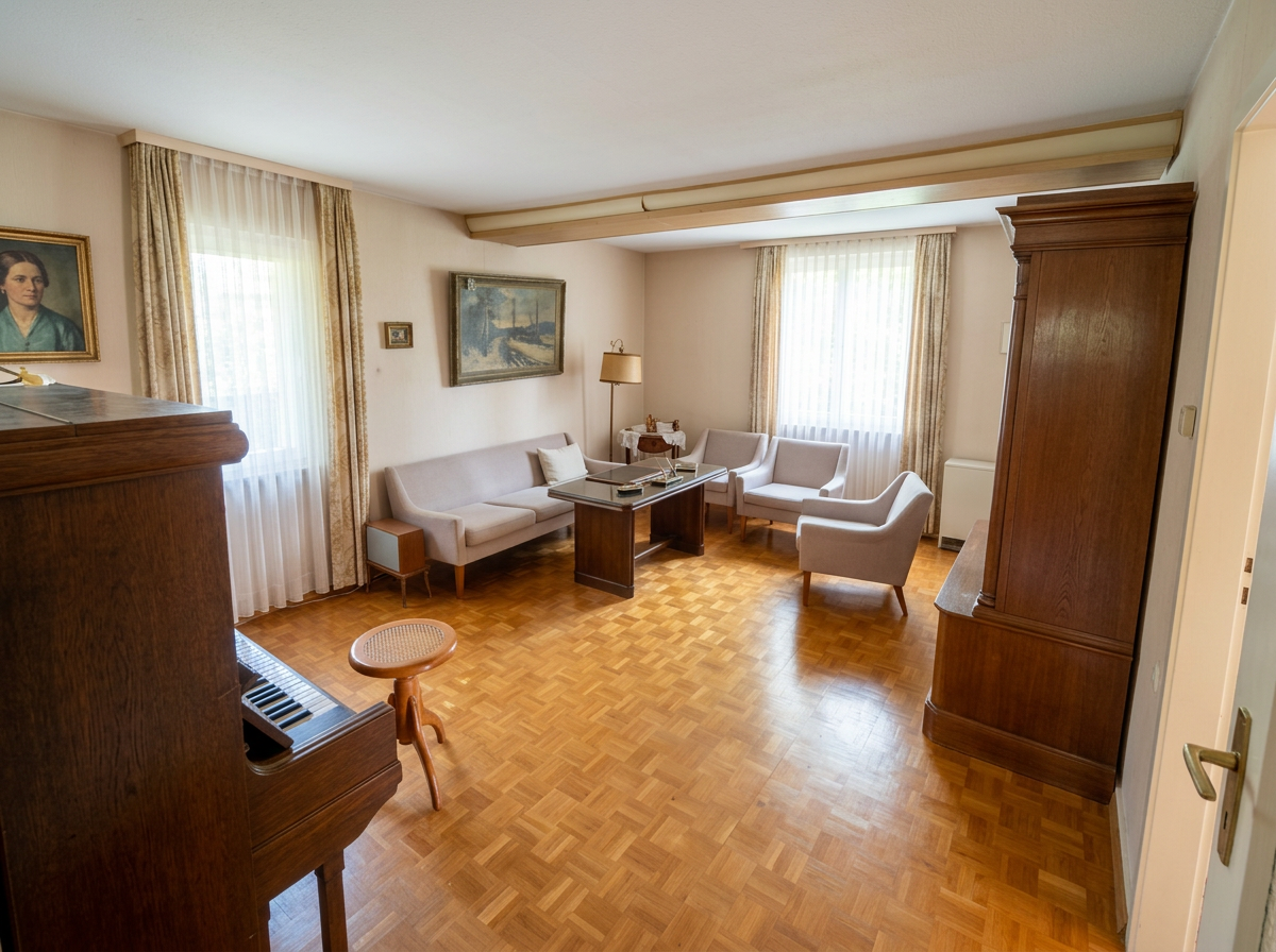 Alte Stadtvilla in Beste LAGE oder als Baugrundstück für 10 Familienhaus - Wohnzimmer Bilder KI bearbeitet (27416)