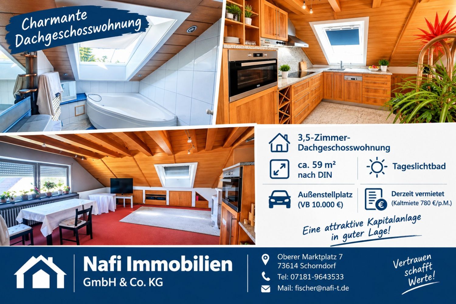 Preisreduzierung! Attraktive 3,5-Zimmer-Dachgeschosswohnung in solide modernisiertem 3-Familienhaus - Titelbild (25057)