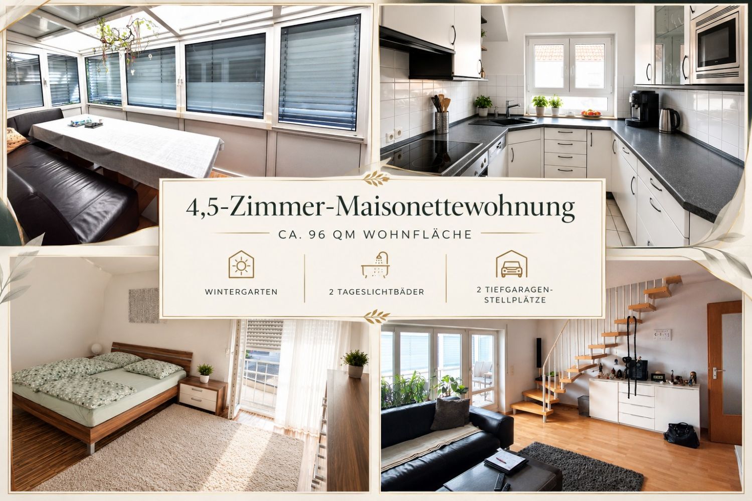 Moderne 4-Zimmer-Maisonettewohnung mit Wintergarten und zwei Tiefgaragenstellplätzen - Titelbild (24466)