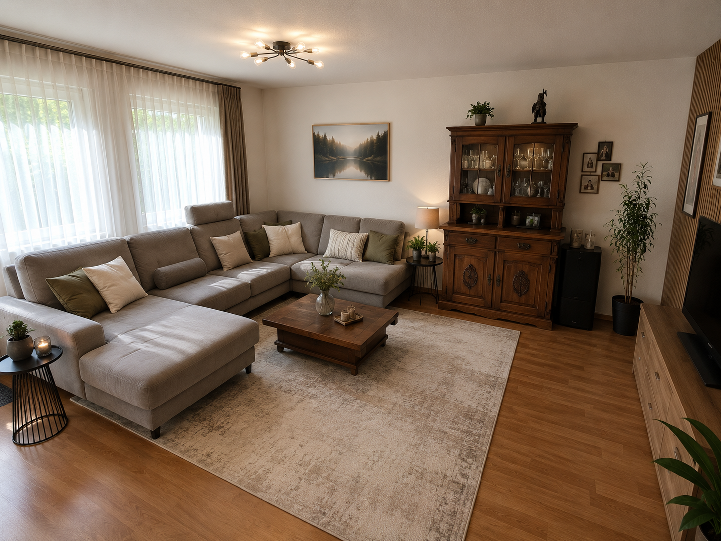Moderne 4,5-Zimmer-Erdgeschosswohnung mit Terrasse und sonnigem Gartenanteil in ruhiger Wohnlage - Wohnzimmer (21919)