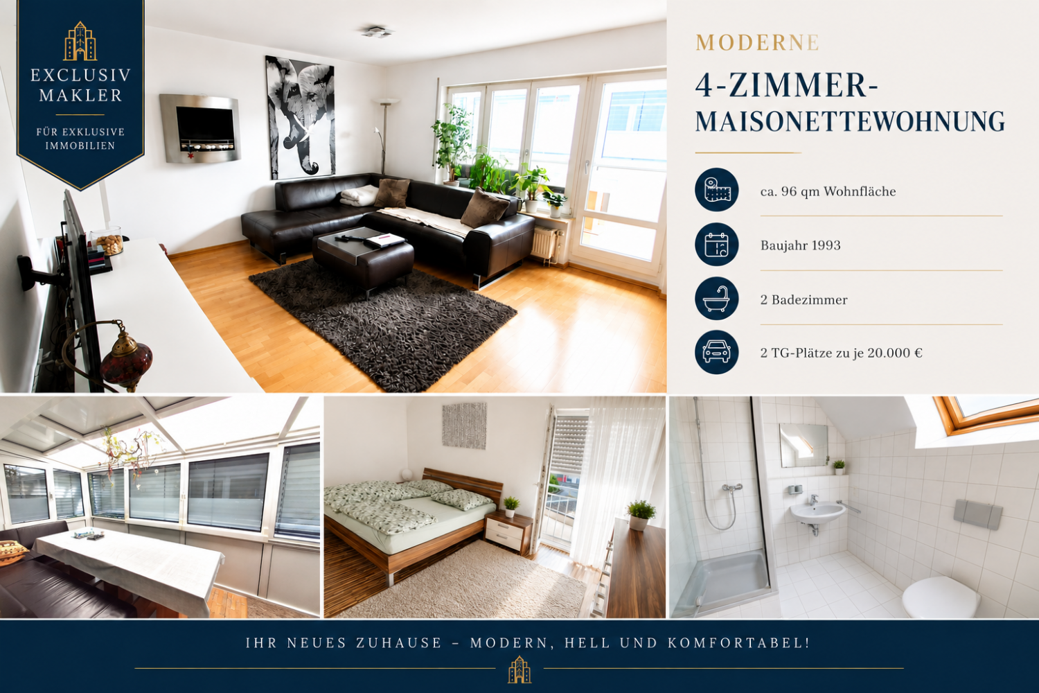 Großzügige 4-Zimmer-Maisonette | Wintergarten | 2 Bäder | 2 TG-Stellplätze - Titelbild (26646)