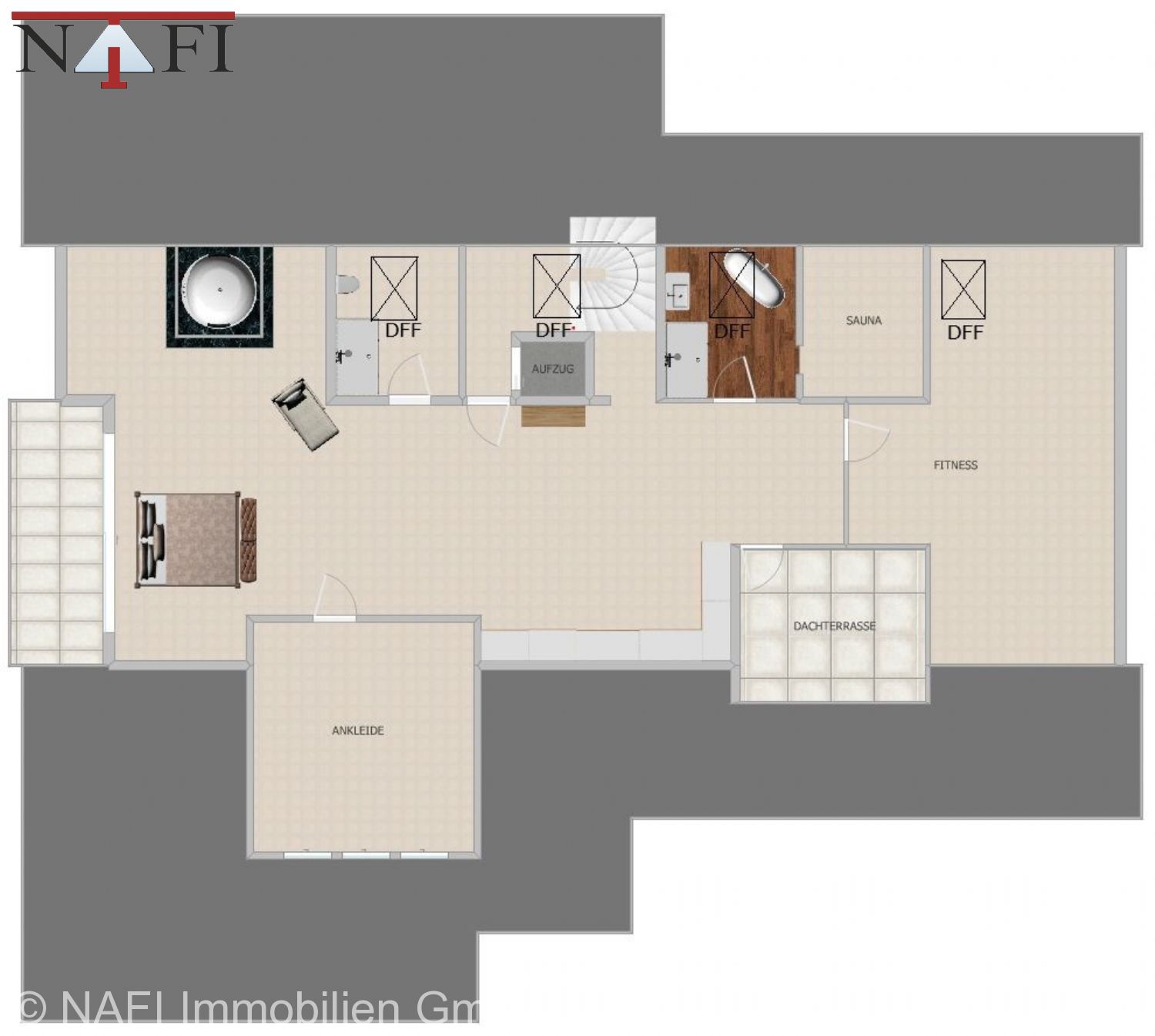 Exklusives Anwesen mit traumhaftem Ausblick & 8 privaten Tiefgaragenstellplätzen - Grundriss DG (22017)