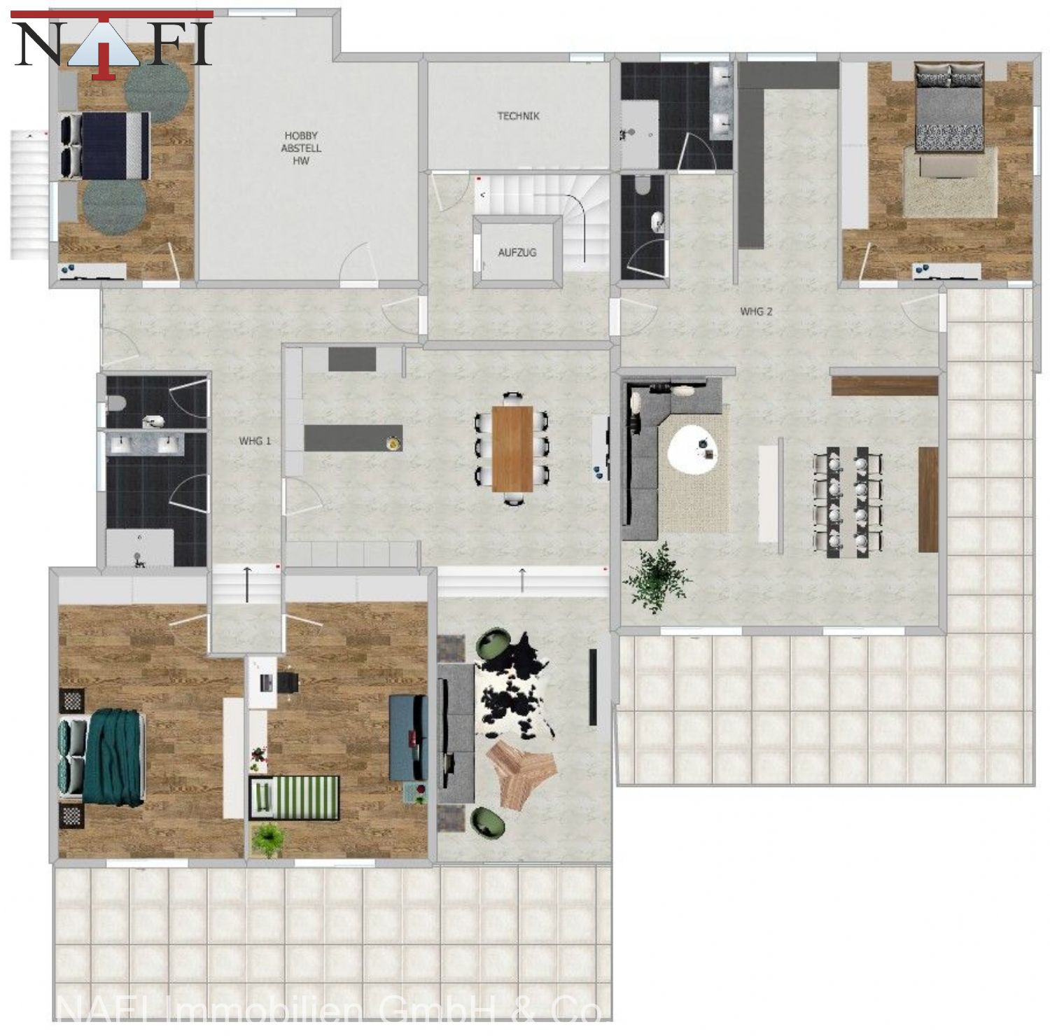 Exklusives Anwesen mit traumhaftem Ausblick & 8 privaten Tiefgaragenstellplätzen - Grundriss Gartengeschoss (22015)