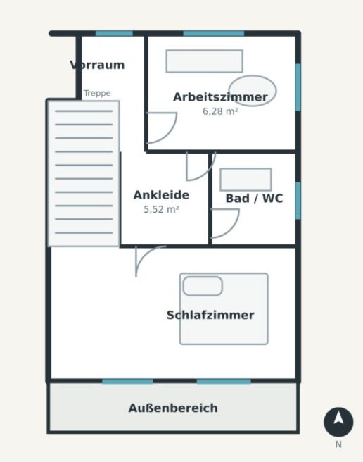Familientraum mit Zukunft: Modernisiertes Einfamilienhaus mit Einliegerwohnung und Sonnengarten - Grundriss DG (21050)