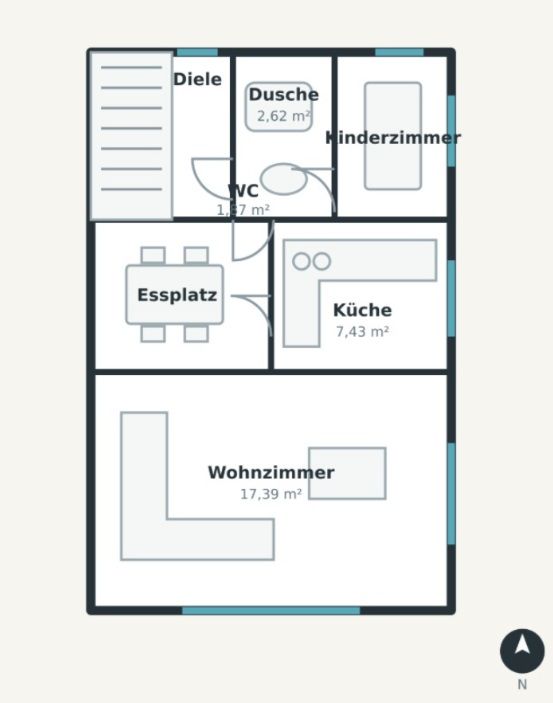 Familientraum mit Zukunft: Modernisiertes Einfamilienhaus mit Einliegerwohnung und Sonnengarten - Grundriss EG (21049)