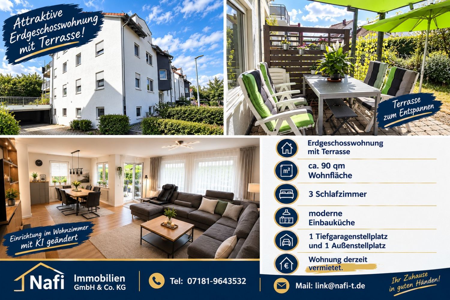 * 4,5-Zimmer-Erdgeschosswohnung mit Terrasse in ruhiger Wohnlage * - Titelbild (24699)
