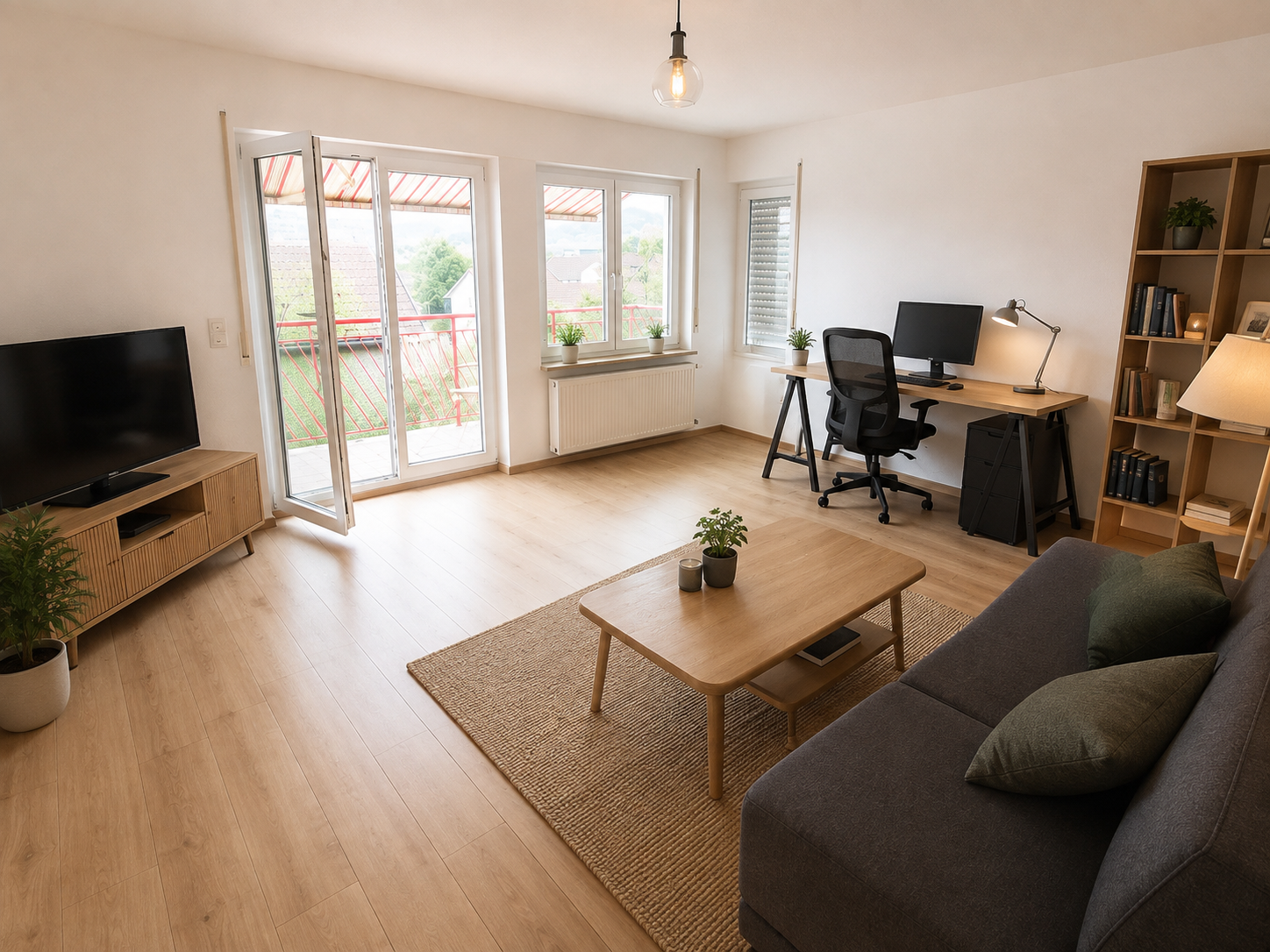 Werthaltige Kapitalanlage – Moderne 2,5-Zimmer-Wohnung in gepflegter Wohnanlage - Gestaltungsbeispiel Wohnbereich (22318)