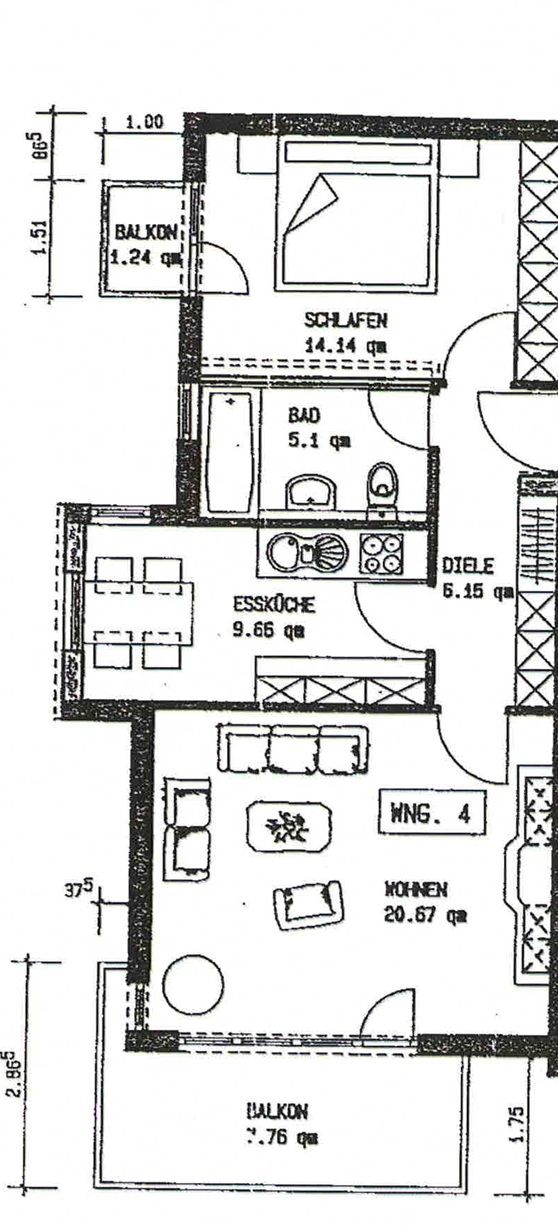 Werthaltige Kapitalanlage – Moderne 2,5-Zimmer-Wohnung in gepflegter Wohnanlage - Grundriss Wohnung (22324)