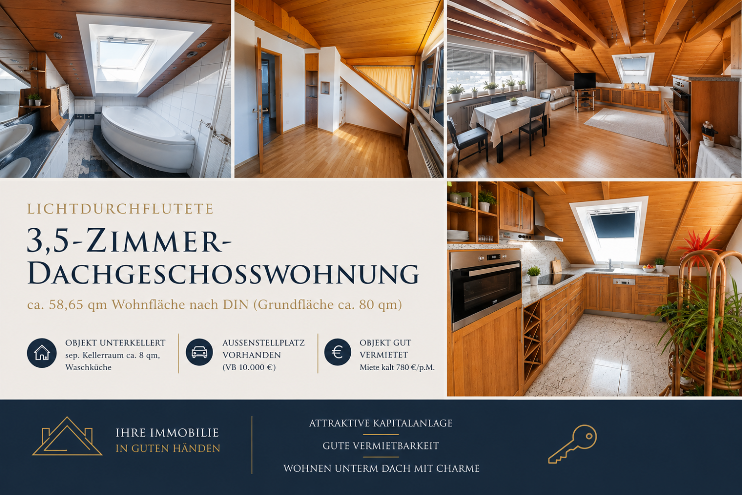 Lichtdurchflutende 3,5-Zimmer-Dachgeschosswohnung in modernisiertem 3-Familienhaus - Titelbild (23319)