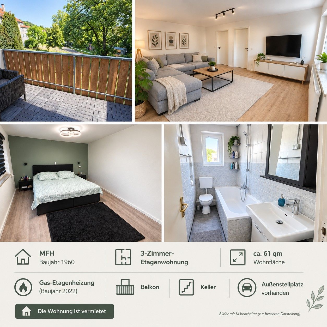 Attraktive 3-Zimmer-Wohnung mit Balkon und Stellplatz – solide Kapitalanlage mit Perspektive - Titelbild (24653)