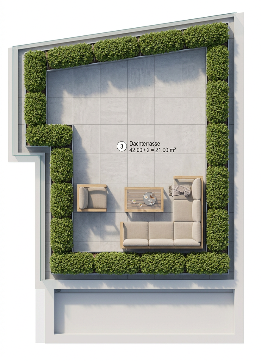 **Exklusives Wohnen mit Weitblick – Stilvolles 3,5-Zi.-Penthouse** - Dachterrasse Grundriss (24988)