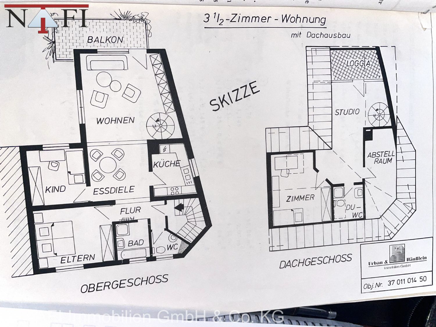 **Großzügige Dachgeschoss-Maisonette mit 108 m² Wohnfläche** - Grundrisse (22890)