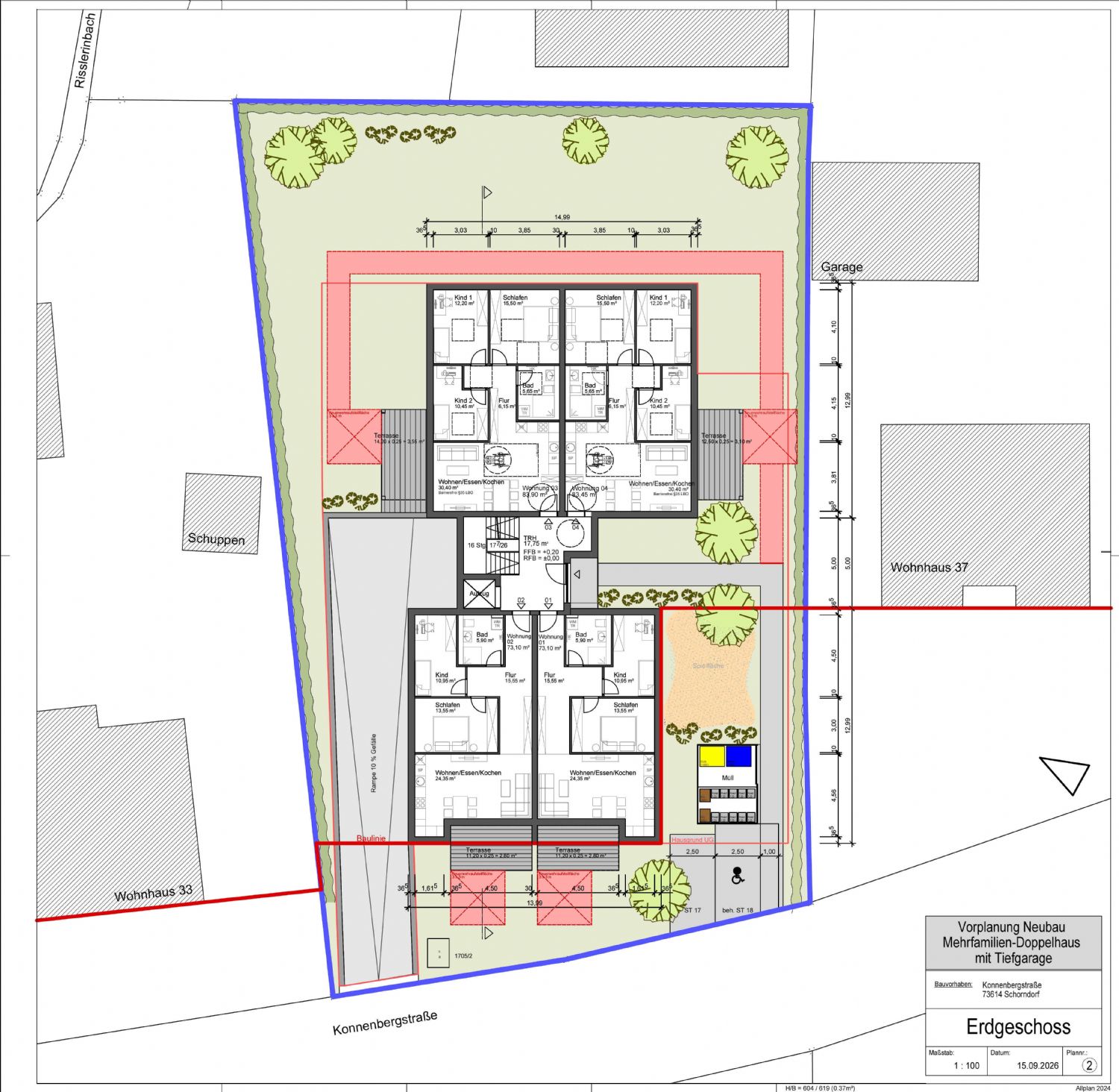 Beste LAGE…Exklusives Baugrundstück mit vielseitigem Entwicklungspotenzial in Schorndorf-Süd - Grundriss EG (24641)