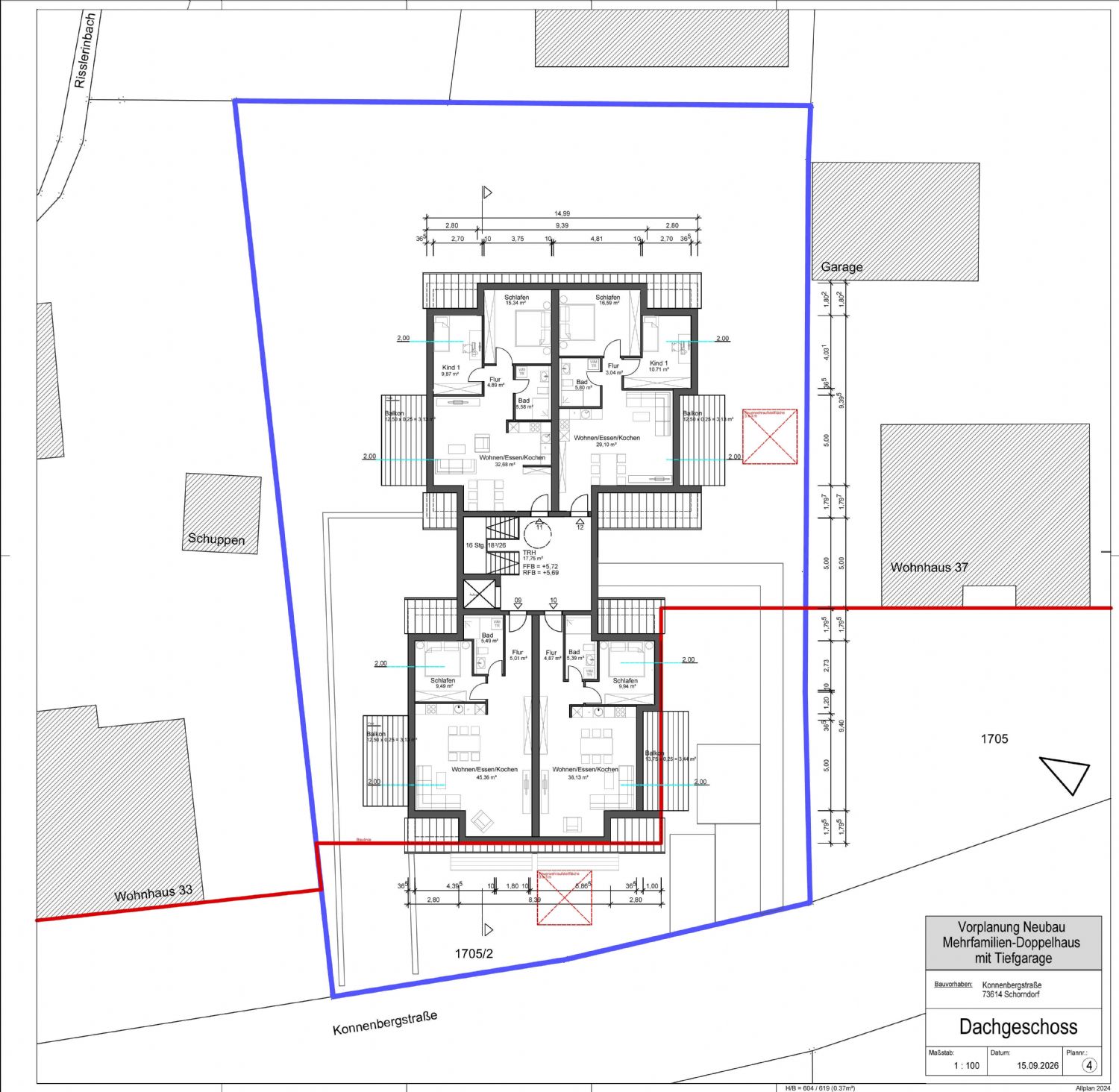 Beste LAGE…Exklusives Baugrundstück mit vielseitigem Entwicklungspotenzial in Schorndorf-Süd - Grundriss DG (24643)