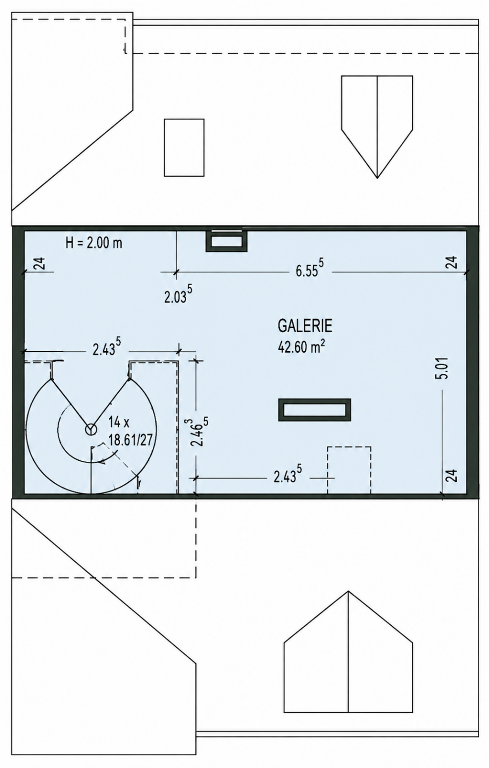 Charmante Galeriewohnung mit Wohlfühlcharakter und Blick ins Grüne - Grundriss Galerie (22299)