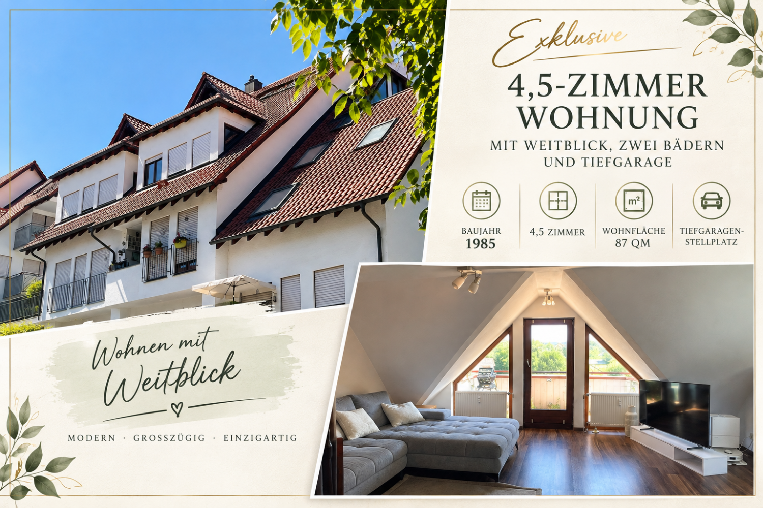 ** Wohnen mit Weitblick – moderne 4,5-Zimmer-Maisonette mit zwei Bädern & Tiefgarage ** - Titelbild (24390)