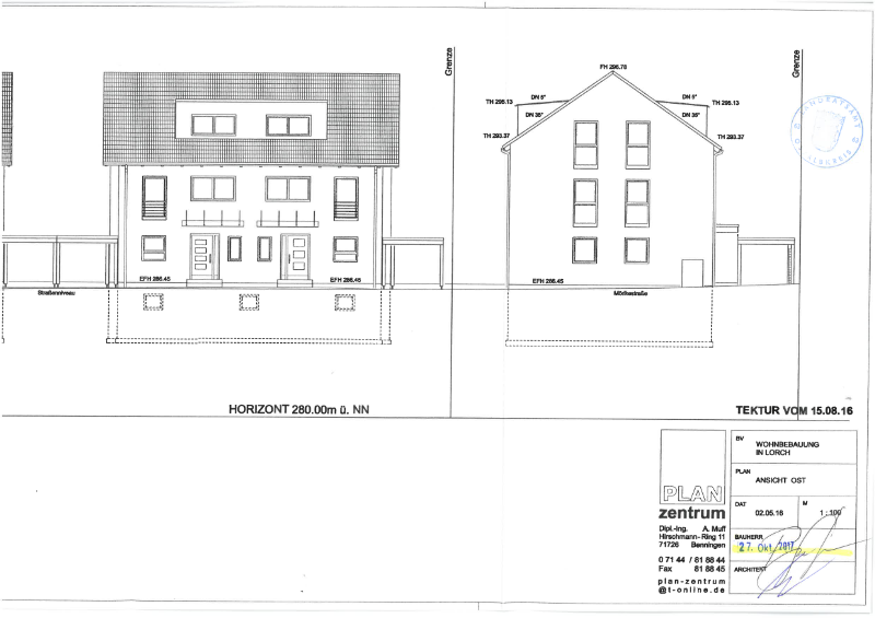 **4-Zimmer-Dachgeschosswohnung im Neubau – Modernes Wohnen in Lorch** - WE 5 und 9 Ansicht Ost (24950)