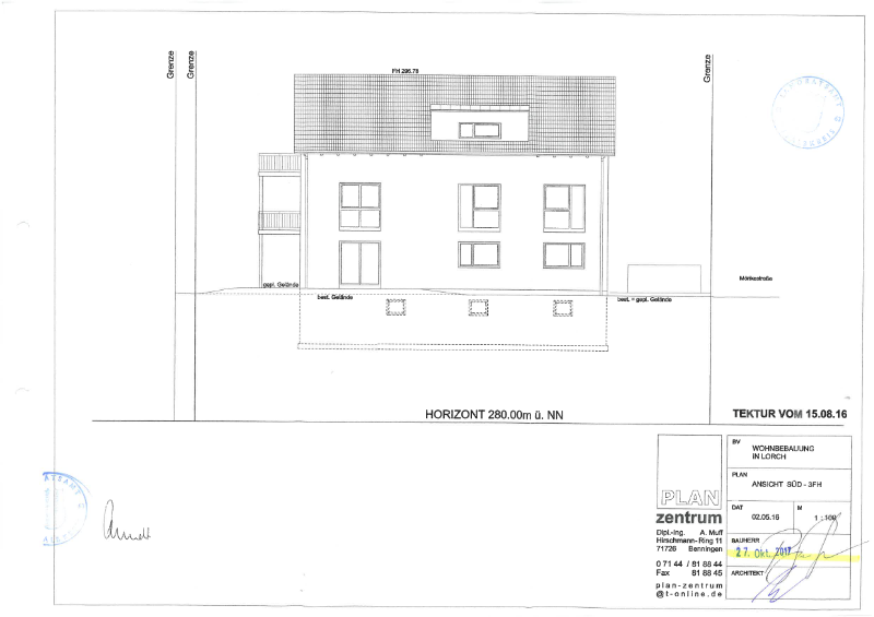 **4-Zimmer-Dachgeschosswohnung im Neubau – Modernes Wohnen in Lorch** - WE 7-9 Ansicht Süd (24949)