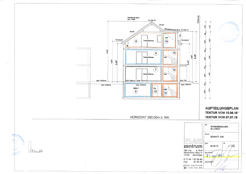 **4-Zimmer-Dachgeschosswohnung im Neubau – Modernes Wohnen in Lorch** - WE 7-9 Schnitt (24948)