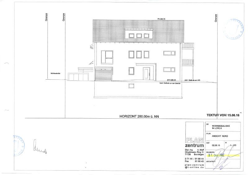 **4-Zimmer-Dachgeschosswohnung im Neubau – Modernes Wohnen in Lorch** - WE 7-9 Ansicht Nord (24947)