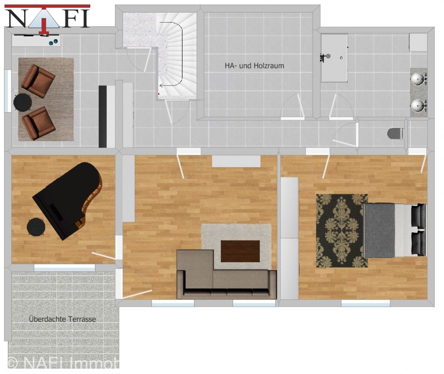 ** Solide Kapitalanlage: Mehrfamilienhaus mit Entwicklungspotenzial ** - Grundriss Hanggeschoss (22118)